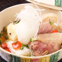 九条葱と真鴨の揚げ出し