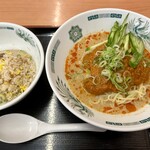 日高屋 - 料理写真:「冷し担担麺」750円「半チャーハン」310円也。税込。