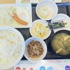 松屋 - ソーセージエッグ定食(特盛、無料、ポテトサラダ付き)