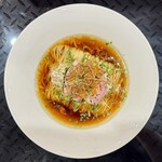 トーキョーニューミクスチャーヌードル 八咫烏 CHIKARABO - 【限定】ショータの鴨醤油 平打ち麺(1,500円)