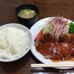 洋食の朝日 - 2015.3.26(木)14時55分 初訪問ビフカツは売切れ、ポークチャップ1280円