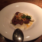 トラットリアチッチョ - 【北海道産 牛タンとユリ根のストゥファート】（850円税込）2015年3月再訪。