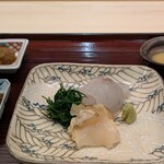 浜町 緒ばた - コチと赤バイ貝の造り