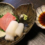馳走 きむら - お造りは舞鶴のすみいかと松前の本マグロ。