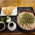 手打ちそばやさん うどんやさん 白虎 - 料理写真:ざる蕎麦大盛りとかき揚げ