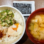 すき家 - 料理写真:まぜのっけ朝食(豚汁変更)&のり