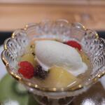 銀座 大石 - 果物のスープとワインのソルベ。お代わりちょうだい！