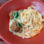 なか卯 - 料理写真:冷やし坦々うどん、ちょっとだけ混ぜた後です