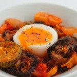 Ratatouille and ouf mole (with soft-boiled egg)