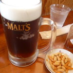 アルバトロス - 生ビール中一杯目と付きだしの柿の種