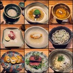 ふくの緒 - 料理写真:真ん中はトキシラズ、産卵期の秋鮭に比べて脂がのると言われる。ここは広島だけれど根室沖で獲れるのかな。そう言えば1〜3月頃に知床ぐらいでかかる天然キングサーモン（マスノスケ）ってのもあるね。