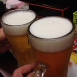 ラーメン神山 - H.27.3.24.夜 生ビール 300円 vs 生ビール 300円