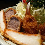 Tonkatsu Niimura - にいむらミックスB定食（ひれ、カニコロ、海老）