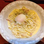 あんぷく - 名物カルボナーラうどん（大盛り）。