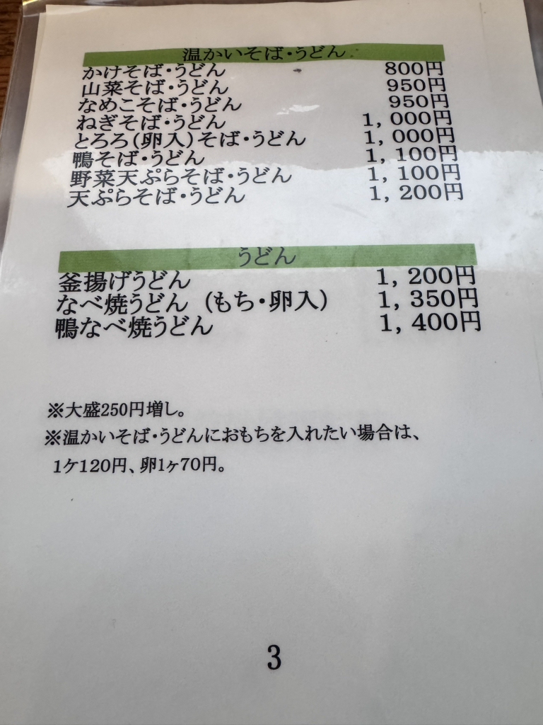 メニュー写真 : そば うどん 田八 （そば うどん でんぱち） - 郡山