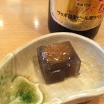 丸屋 - Jan, 2015　お通し、蒟蒻の田楽のようです、自信なし