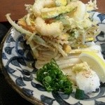 千舟屋 - 小海老と根菜のかき揚げぶっかけ