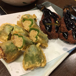 ちゃんこ晴海 - つくね挟み揚げ(ピーマン、茄子)