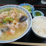 広東料理 天天 - 2010/4/13 海老入り野菜のラーメンセット700円