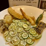 あんぷく - すだちかけうどん天麩羅付