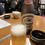 かき傳 - 瓶ビールで乾杯っス(^^♪