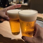 焼肉 神楽 - 生ビールで乾杯！！