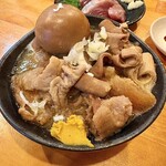 焼きとんまるいち - 「煮込み(ハーフ)」@418 ×3＋「煮玉子」@165×3
