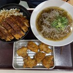 てんてん - 料理写真:味噌カツ丼麺セット温そば大と唐揚げダブル