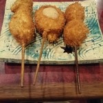 Kushiagedokoro Houzenji - うずらの卵、大根、エリンギ