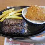 ブロンコビリー - 料理写真:炭焼きがんこハンバーグ200g&肉厚とろあじフライコンビ