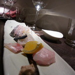 わいん - 2015.4)お造り。芳醇な香りの喜久酔で