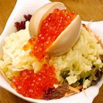Potato salad - soft-boiled egg and salmon roe