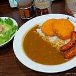CoCo壱番屋 - 料理写真:2025年6月 クリームコロッケカレー+ソーセージ、ツナサラダ