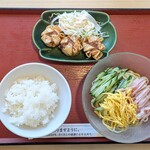 京宇治食堂 - 料理写真:冷やし中華 500円 , 揚げ焼売 250円 , ごはん(小) 230円