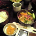 串かつ料理 活 阿倍野店 - お昼のランチのソースが2種類とサラダです。