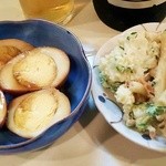 鈴傳 - 煮玉子とサラダ（ポテトとマカロニミックス）計760円