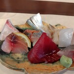 kappou とよふく - 刺盛り（ミル貝、赤貝、イカ、コハダ、タイ、カンパチ、赤身、他）