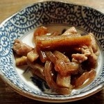 そば処 上代 - 突き出し　鶏牛蒡炒め（2015年3月）