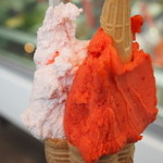 アンティカジェラテリアバール - ４５０えん『ジェラート ダブル(さくら＋あまおうシャーベット)2015年4月