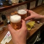 おんどり - 瓶ビールで乾杯