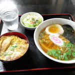 あさひ食堂 - ミニカツ丼＆ラーメンセット（700円）