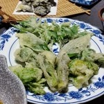 民宿すぎの子 - 山菜の天ぷらは、まさに春の山の幸♪　行者にんにく・モミジガサ・タラの芽・コゴミ・ふきのとう