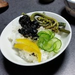 民宿すぎの子 - ふんだんに山の幸をご飯に乗っけて食べる♪　幸せ！