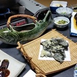 民宿すぎの子 - 幻の「岩茸の天ぷら」を肴に「岩魚の骨酒」で乾杯です♪