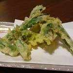和み日本料理 魚と龍 - 山菜の天ぷら