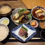 サカナのめしや 天端 - 大海老フライと和豚角煮定食