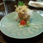 天紫亭 - 平目刺し＋つぶ貝