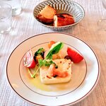 エシャロット - 料理写真:(オードブル)ホタテ貝と赤ピーマン入りのテリーヌ。