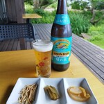 農家レストラン きくらげや - ドリンク写真:テラス席でビール♥。爽やかな外の風を感じられる最高のロケーション！
