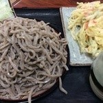 かどや - もりそば大盛600円と天ぷら100円